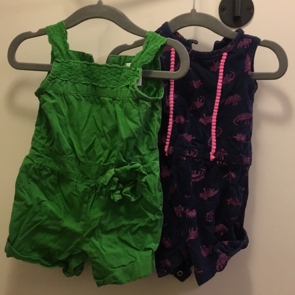 two 3/6M 100% cotton rompers carter's/gymboree - Picture 1 of 6